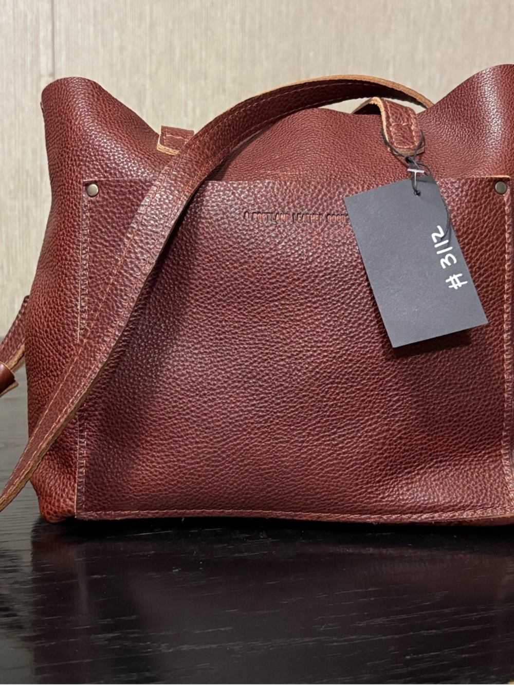 Portland Leather Deep Brown Pebbled Leather Tote